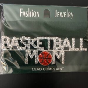 Basketball Mom Rhinestone Brooch